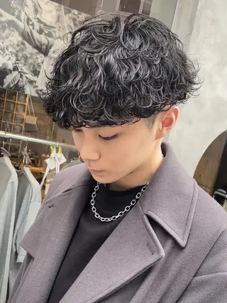 ショート パーマ メンズ 松井 生のヘアスタイル