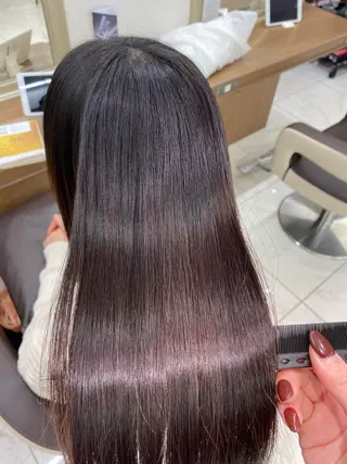 ロング パーマ 長妻莉央/縮毛矯正 髪質改善カラーのヘアスタイル