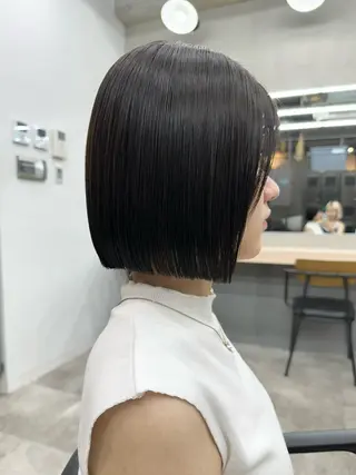 ショート 切りっぱなしボブ/ 小顔ボブNANAのヘアスタイル