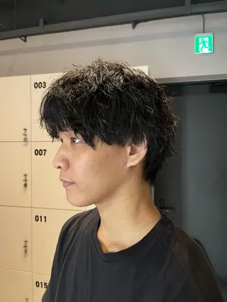 パーマ メンズ ベージュ/グレージュ 恵比寿/丸山陽平のヘアスタイル