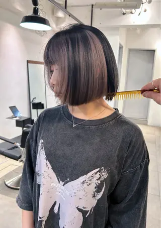 ショート カラー グレージュ× ボブ× ハイトーン　前田隆太のヘアスタイル