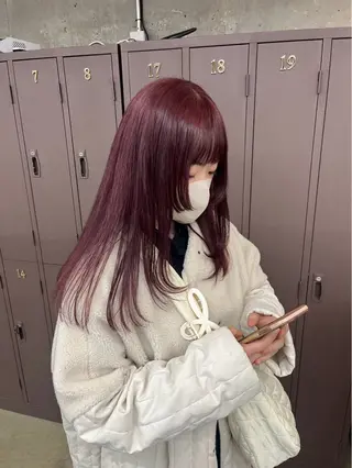 ロング 愛加メンズパーマ・ ボブ・ピンクカラーのヘアスタイル