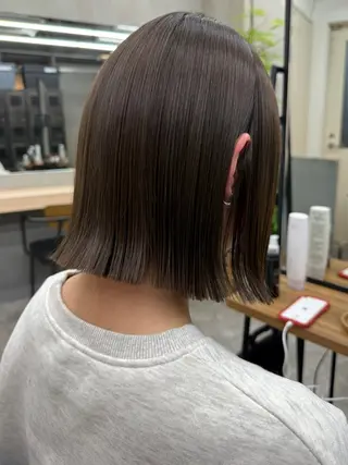 ショート 切りっぱなしボブ/ 小顔ボブNANAのヘアスタイル