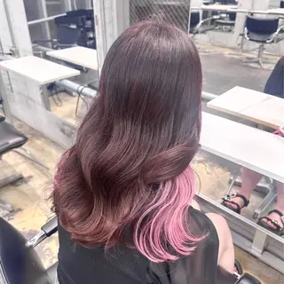 セミロング カラー ヘアアレンジ 🥀モテ暖色× エクステ🥀あかりのヘアスタイル