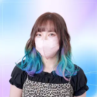 セミロング カラー ヘアアレンジ アイブロウ 推し活専用 【派手髪】飯野ゆかりのヘアスタイル