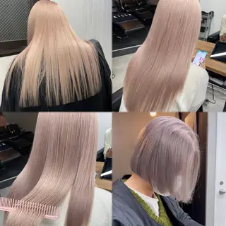ロング ハイトーンヘアセット 🦋yuri🦋のヘアスタイル