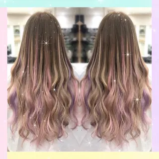 ロング カラー れん/ハイトーン /エクステ/韓国風のヘアスタイル