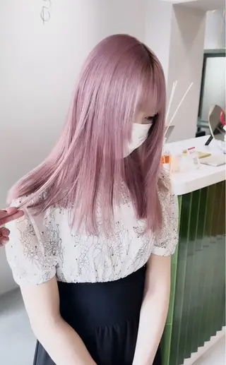セミロング カラー 💚ブリーチカラー 指名🥇💚ユウスケのヘアスタイル