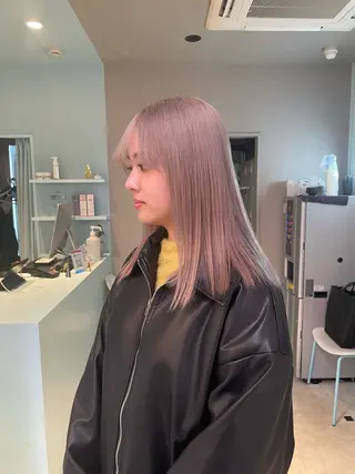 ミディアム ブリーチ✖️ 縮毛LANDのヘアスタイル