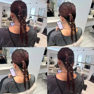 ミディアム ヘアアレンジ カジュアルを女っぽく 𝗮𝘆𝗮𝗰𝗼のヘアスタイル
