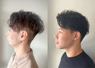 ミディアム パーマ メンズ 加納 慶治郎のヘアスタイル