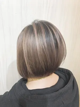 パーマ カラー セミロング 嶋村夏実🌼レイヤー 🌸白髪ぼかしのヘアスタイル