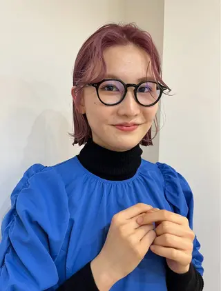 ショート カラー ボブパーマ/パーマ ウルフパーマのヘアスタイル