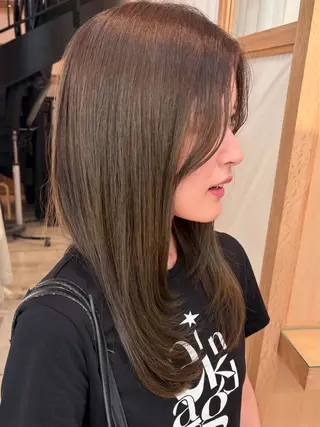 セミロング カラー 🎀ブリーチなし 透明感🎀yuhiのヘアスタイル