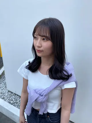 セミロング カラー Rinka/梅田/ 透け感カラー🤎のヘアスタイル