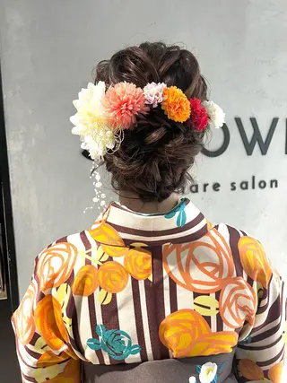 セミロング カラー パーマ ヘアアレンジ 隠れ家サロンso you所属・yukimi .のヘアスタイル