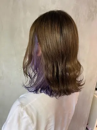 ミディアム カラー ヘアアレンジ 切りっぱなしボブ/ デザインカラー店長のヘアスタイル