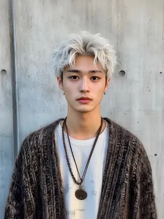 ショート パーマ メンズ メンズハイトーン メンズバレイヤージュのヘアスタイル