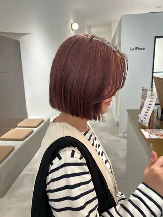 ミディアム カラー オリーブベージュ/ ブリーチなし透明感のヘアスタイル