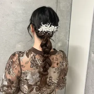 セミロング ヘアアレンジ りおな/エクステ /ミルクティーカラーのヘアスタイル