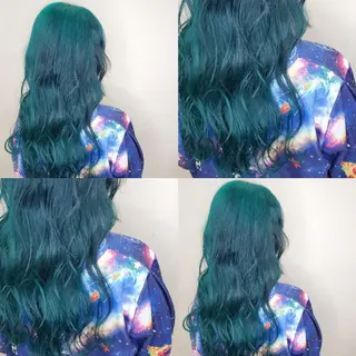 ロング カラー ツヤ髪✨縮毛矯正 ハイトーンカラーのヘアスタイル