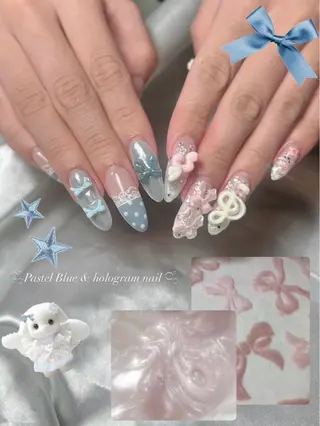 ネイル tsuki🎀ワンホ ン🍒ガーリー🪄のネイルデザイン