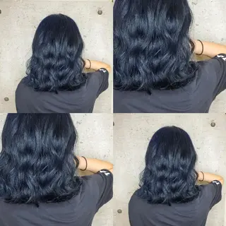 ミディアム ツヤ髪✨縮毛矯正 ハイトーンカラーのヘアスタイル