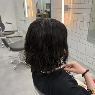 ミディアム パーマ 🌀残り1人/ボブ/ ロングパーマ🌀のヘアスタイル