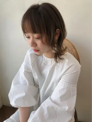 ミディアム カラー パーマ ヘアアレンジ 隠れ家サロンso you所属・yukimi .のヘアスタイル