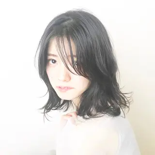 ミディアム 岡山 亮介のヘアスタイル