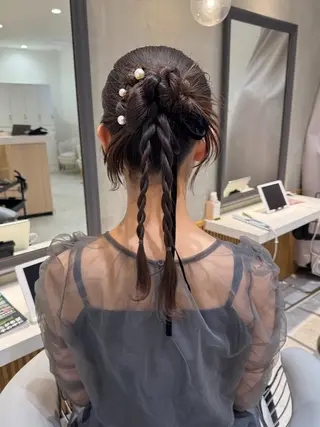 ロング カラー ヘアアレンジ ブリーチなしWカラー ヘアセット🎀はるかのヘアスタイル