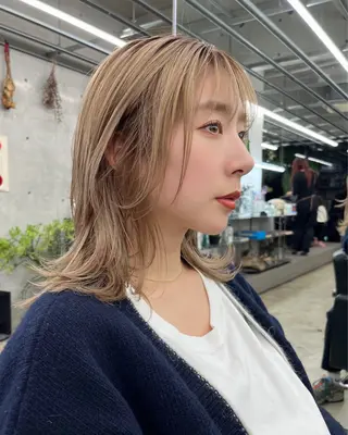 ミディアム カラー ダブルカラー/ ケアブリーチ/クニトのヘアスタイル