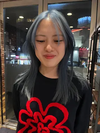 ロング カラー Vicky オリーブ メンズカジュアルのヘアスタイル