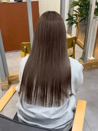 ロング カラー パーマ 艶感ブラウン特化/ akiraのヘアスタイル