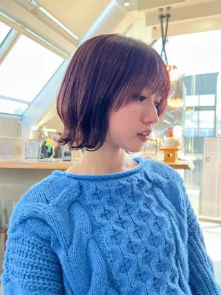 ショート カラー ボブ×縮毛矯正× 髪質改善/三ツ木一生のヘアスタイル