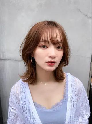 ミディアム カラー 新宿/韓国風レイヤー 髪質改善/渋谷直樹のヘアスタイル