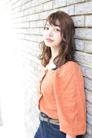 セミロング カラー パーマ olga所属・松尾謙佑【ハイライト LEDエクステ】のヘアスタイル