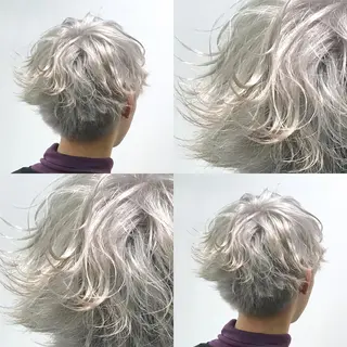 ショート カラー メンズ ハイトーン💫 エクステ💫maiのヘアスタイル