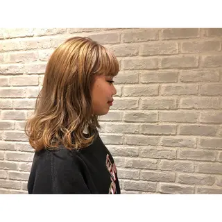 セミロング カラー パーマ ヘアアレンジ 藤井 菜緒のヘアスタイル