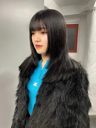 セミロング カラー ヘアアレンジ ハッシュカット/ 韓国ヘア☽⋰mahoのヘアスタイル