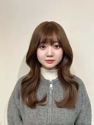ロング 新潟/万代/レイヤー 韓国風/明間未来のヘアスタイル