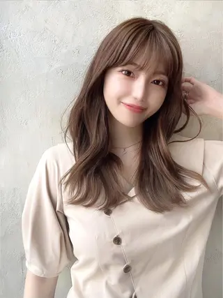 セミロング カラー 顔周り/くびれヘア 韓国ヘア💕風間るなのヘアスタイル