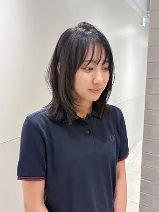 ミディアム カラー パーマ ヘアアレンジ メンズ 切りっぱなしヘア/ ブリーチなしRYOのヘアスタイル