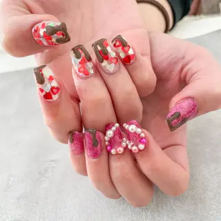 ネイル ゴテゴテ💙ワンホン リオナのネイルデザイン