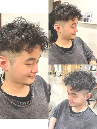 パーマ メンズ 心斎橋バレイヤージュ 小林勝貴のヘアスタイル