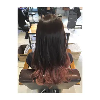 ミディアム セミロング ロング カラー パーマ アオガミ （前髪顔周りカット）のヘアスタイル