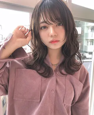 セミロング カラー 透明感カラー× レイヤーカット✨高梨のヘアスタイル