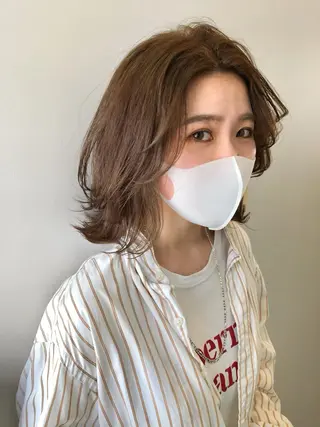 ミディアム カラー wカラー 指名No1かけるのヘアスタイル