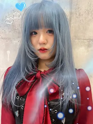 ロング 寒色/ブリーチ/💙 艶カラーYURIAのヘアスタイル