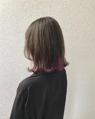 ミディアム カラー インナーカラー/天神 ブリーチ/吉田のヘアスタイル